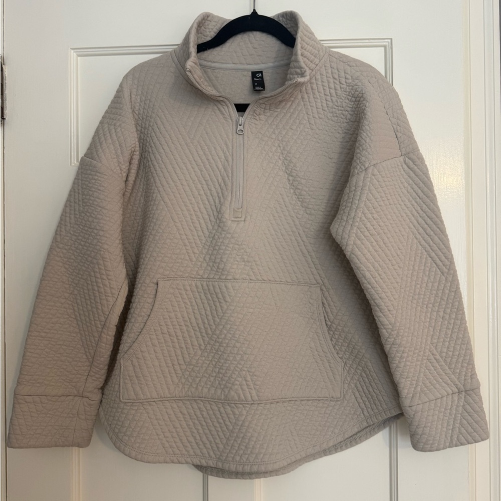 GAP Women's Cream Quilted Cowl Sweater